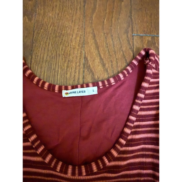 Marine Layer Striped Ribbed Maxi Tank Dress Red Pink Womens Large - Picture 2 of 5
